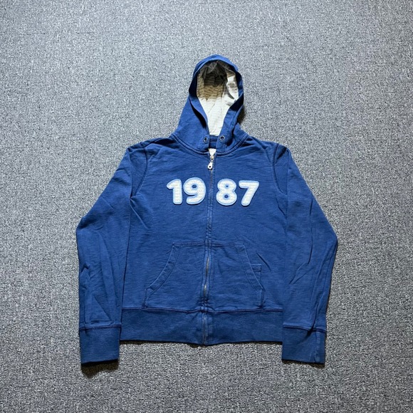 Aeropostale Tops - Aeropostale Zip Up Hoodie Size Large Blue 1987 Graphic Y2K Skater Sweatshirt